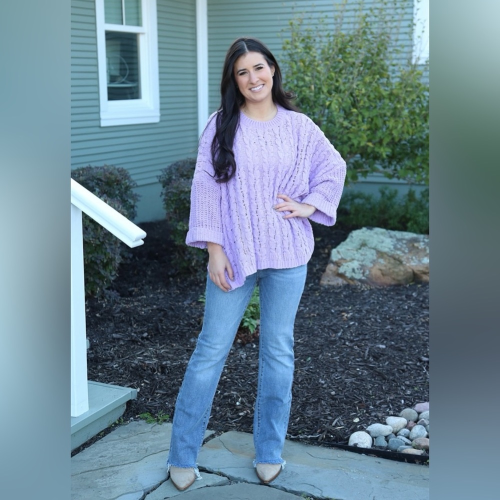 NWT UMGEE Chenille Cable Knit Oversized Sweater in Light Purple